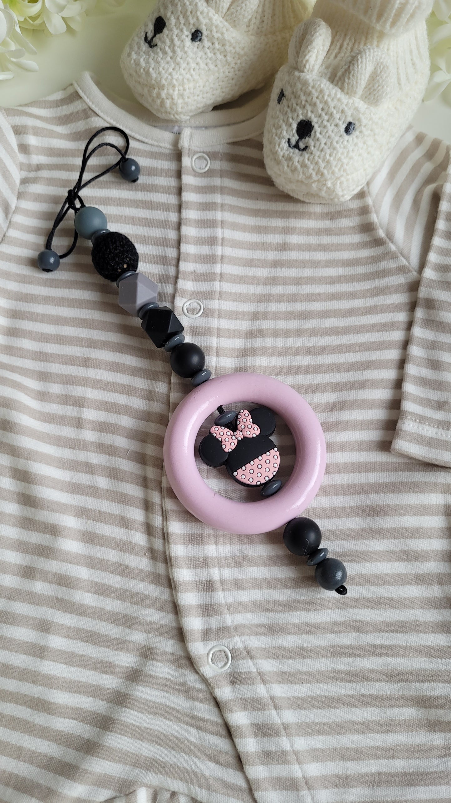 Spielanhänger für Maxicosi & Wiege Minnie Maus Rose black