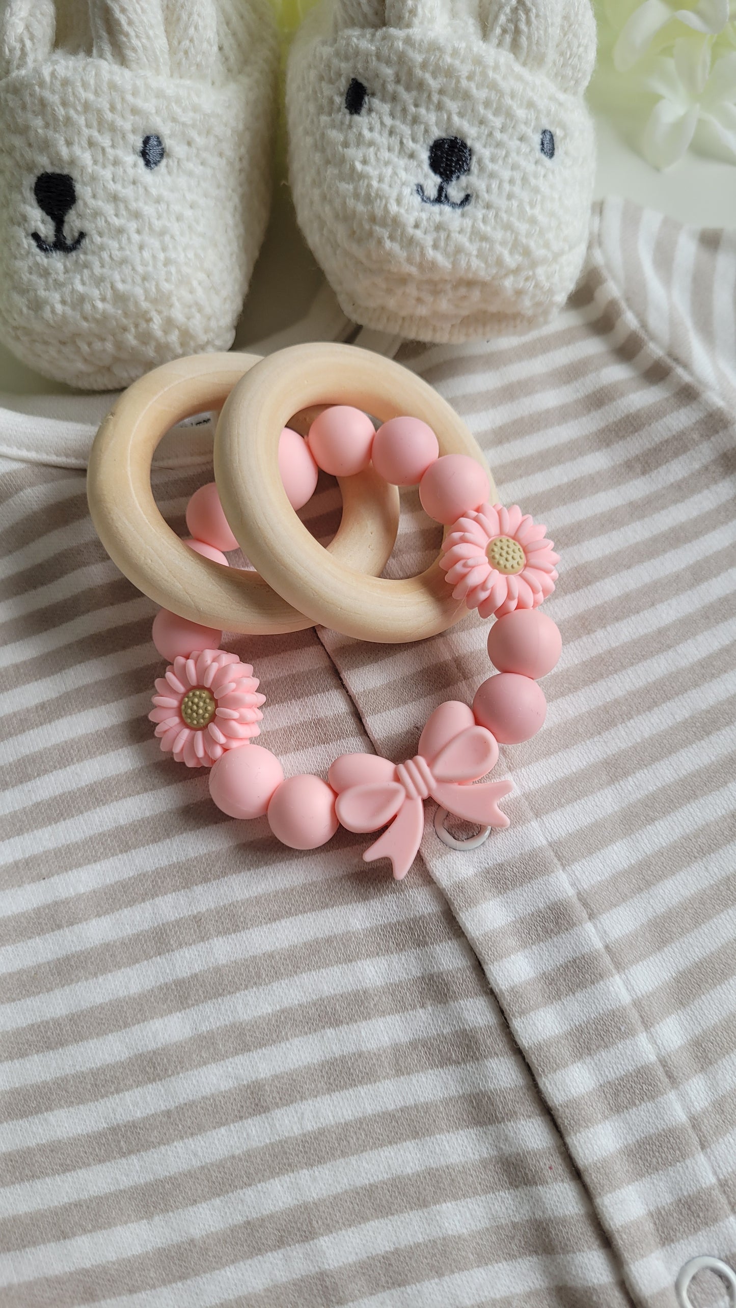 Mega Komplett Set inkl. Schlüsselanhänger Blümchen peach pink
