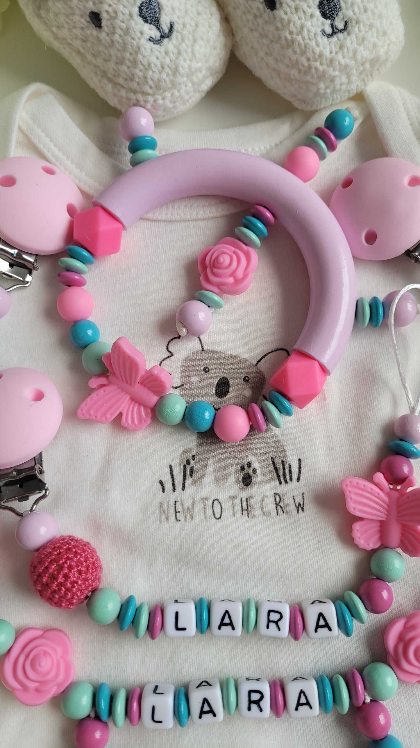 Komplett Set 4 tlg Butterfly türkis pink mint