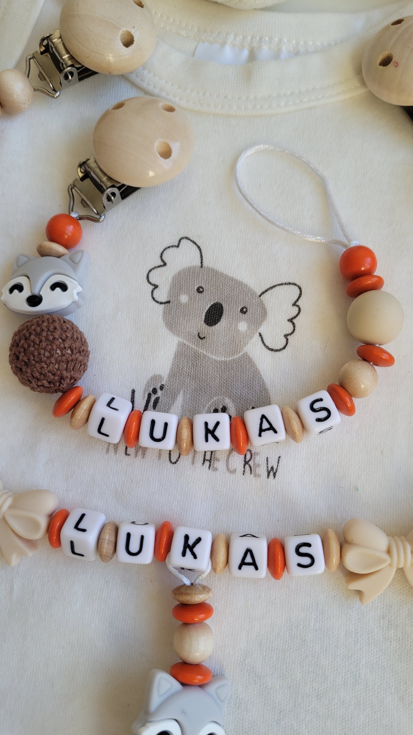 4tlg Komplett Set Fuchs & Eichhörnchen Orange holz