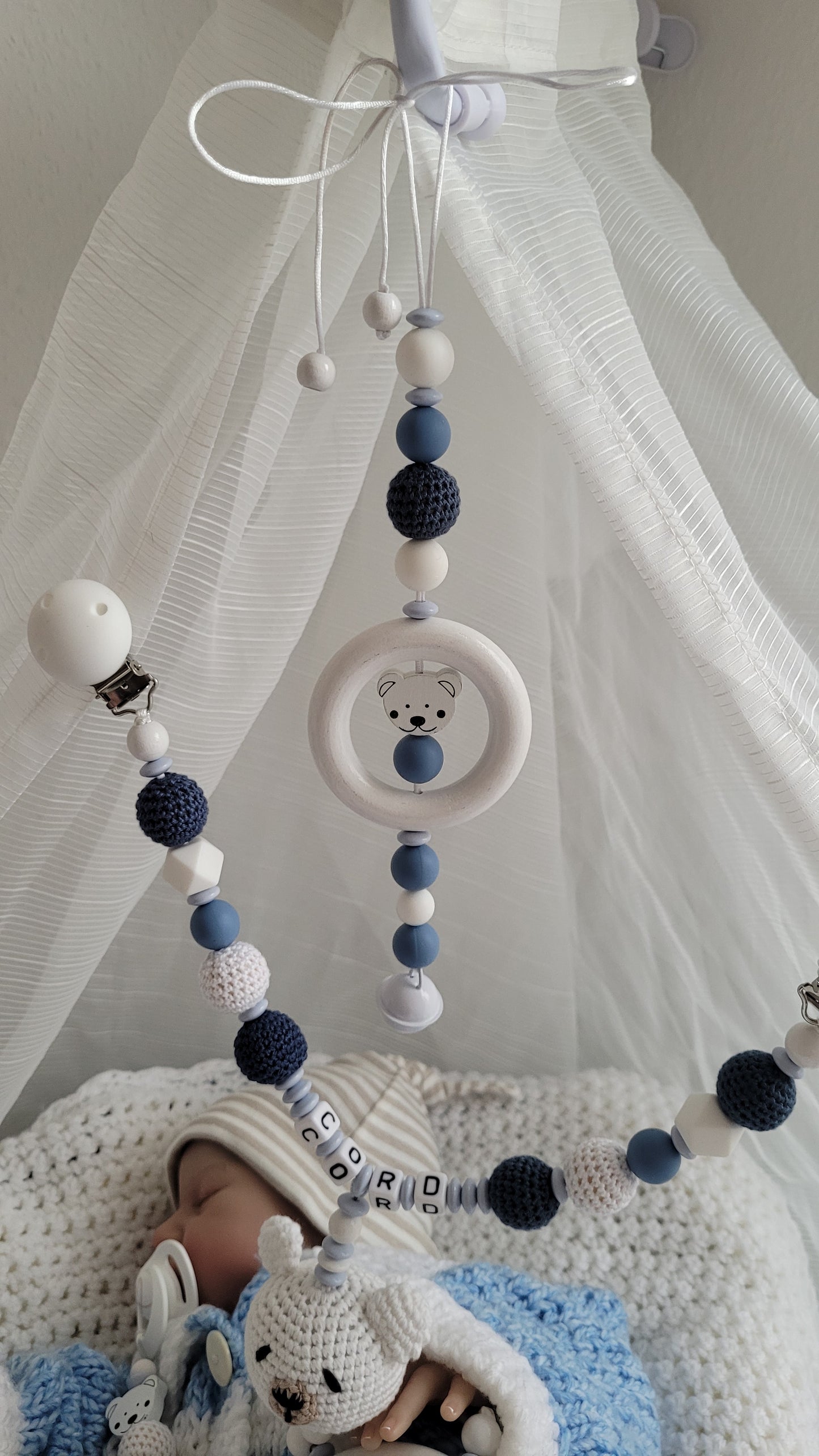 Spielanhänger für Maxicosi & Wiege Bärchen babyblau