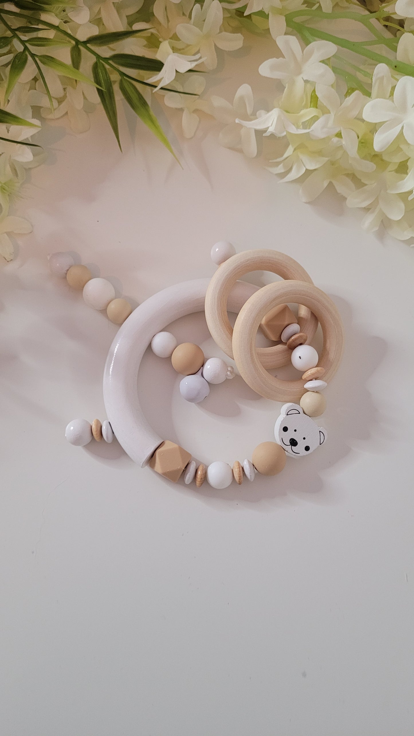 Motorik Greifring weiss beige Teddy