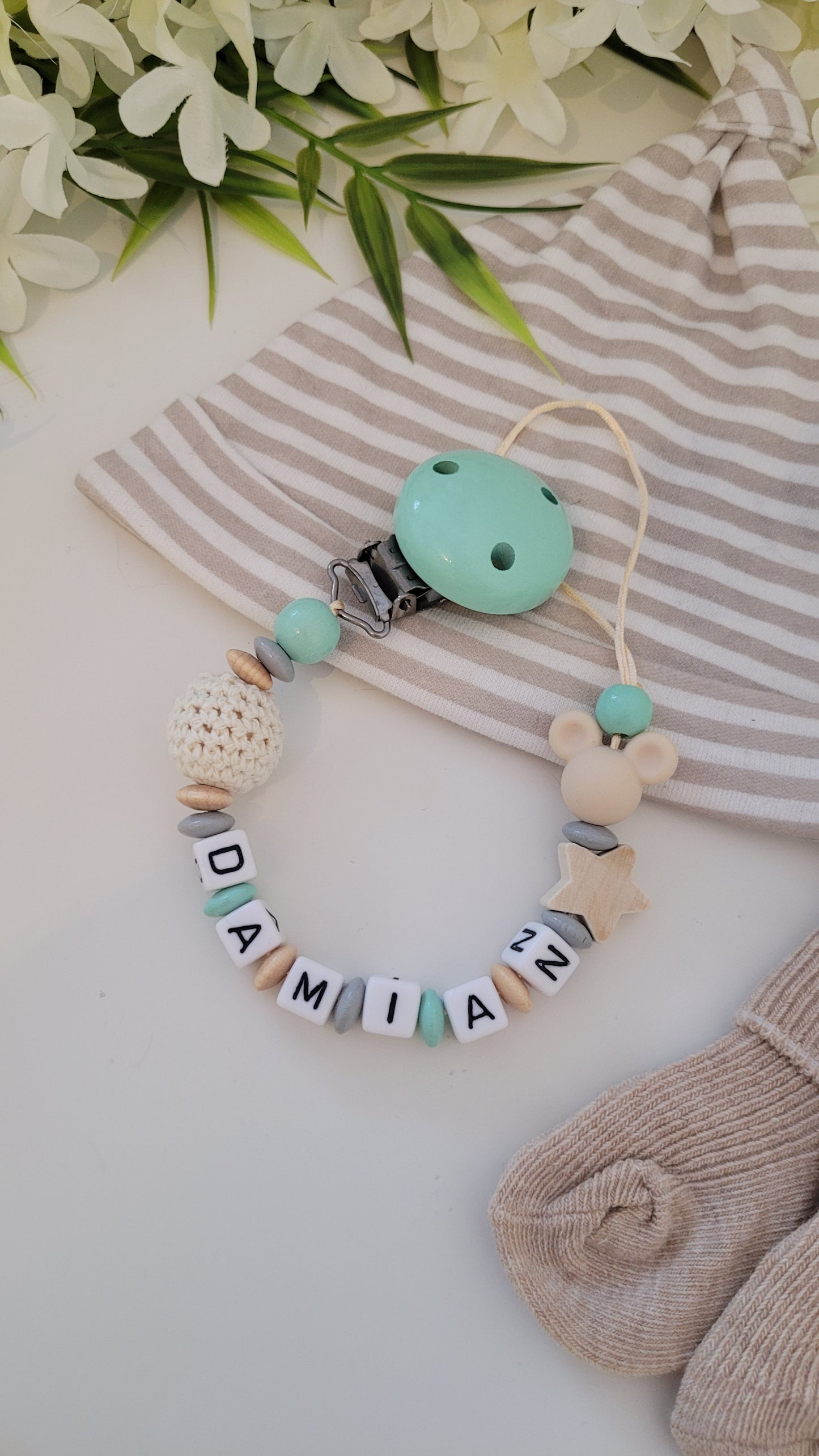 Schnullerkette *Little Maus Star* mint