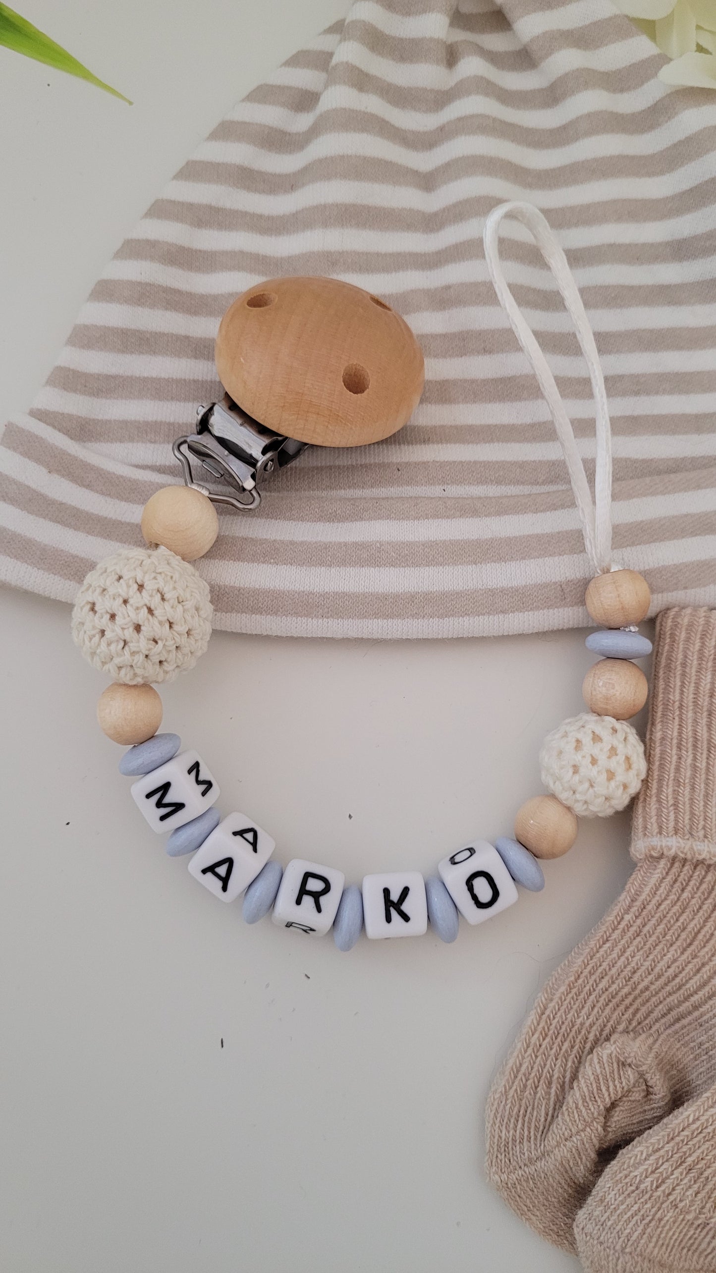 Schnullerkette *Kuschelfreund* babyblau