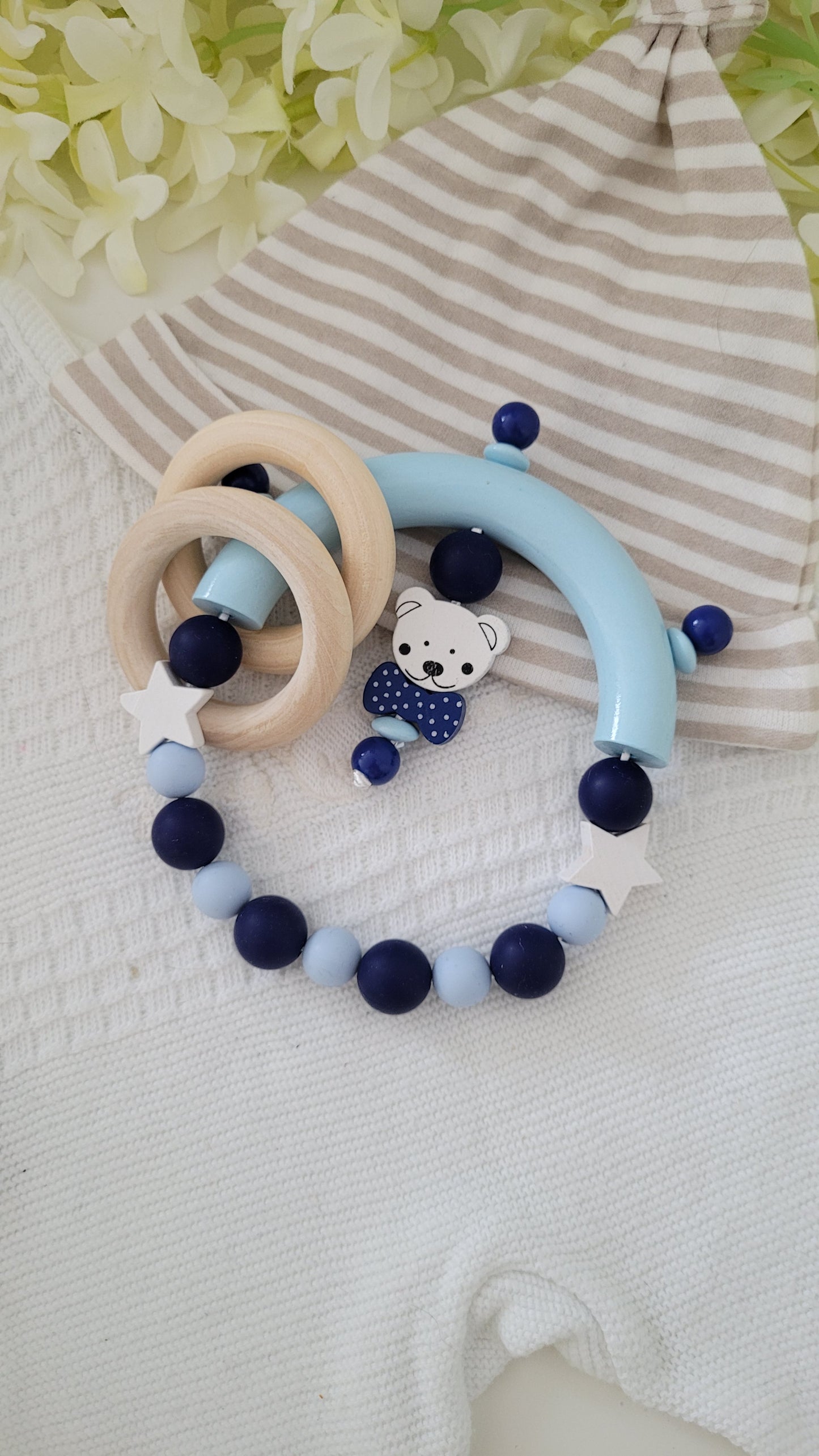 Motorik Greifring * Sweet Teddy* hellblau dunkelblau