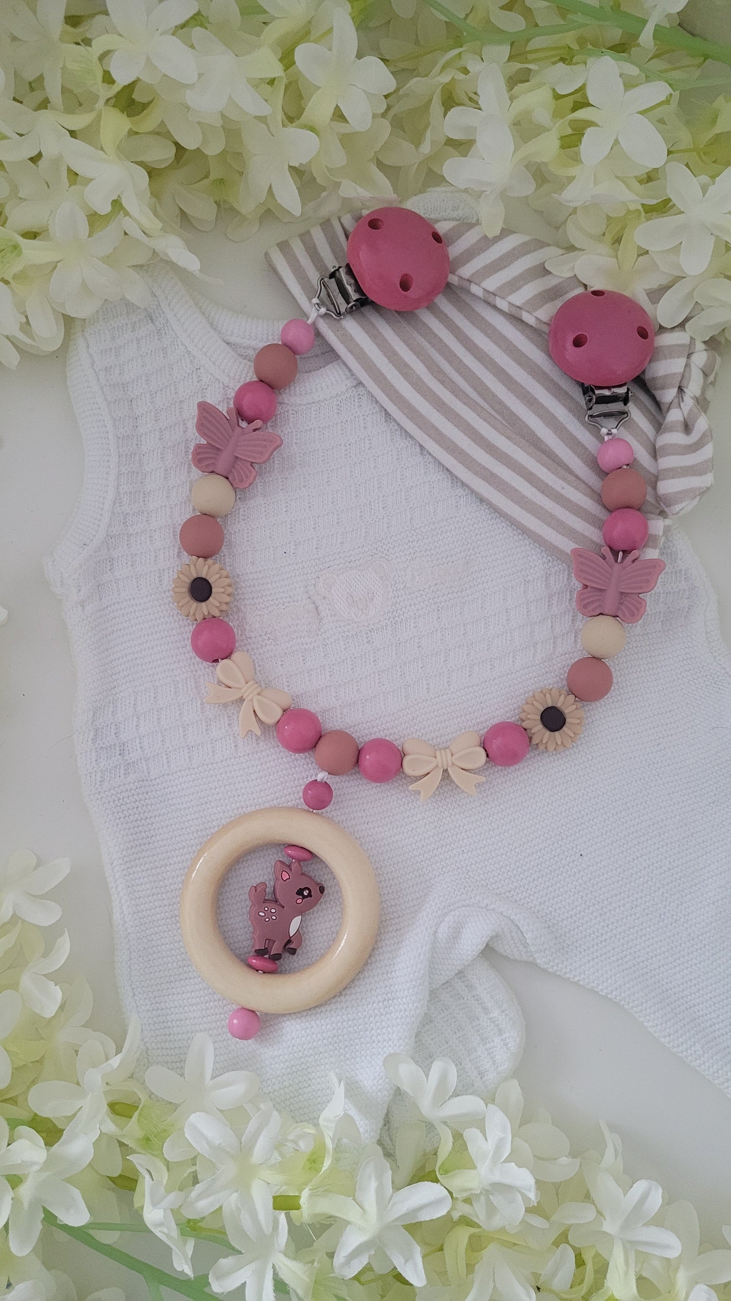 Kinderwagenkette *Rehkitz* rosepink