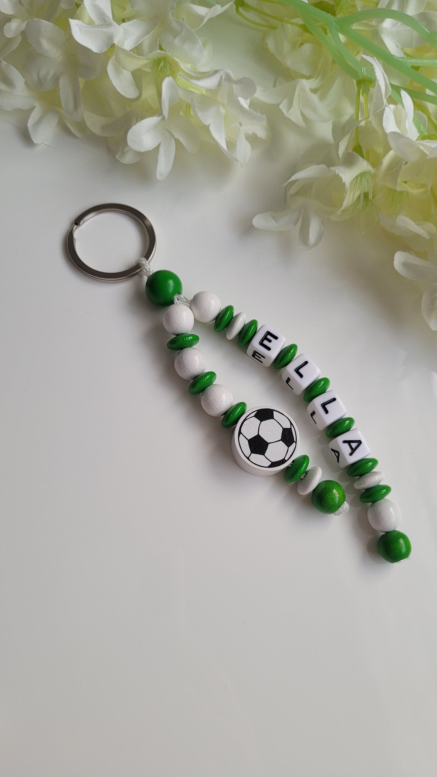 Schlüsselanhänger mit Namen Fussball grün weiß Motivauswahl