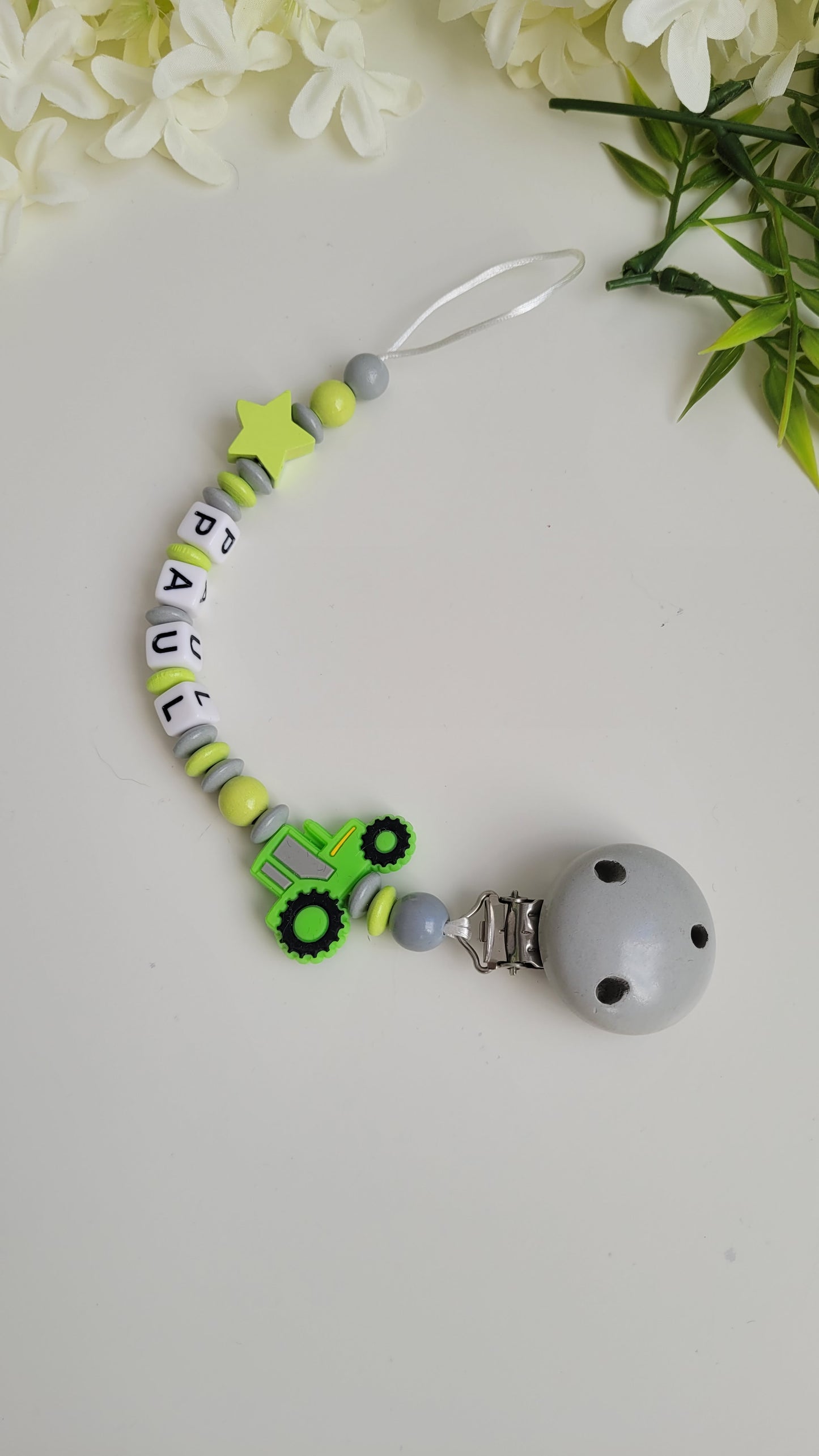 Schnullerkette *Traktor* grün