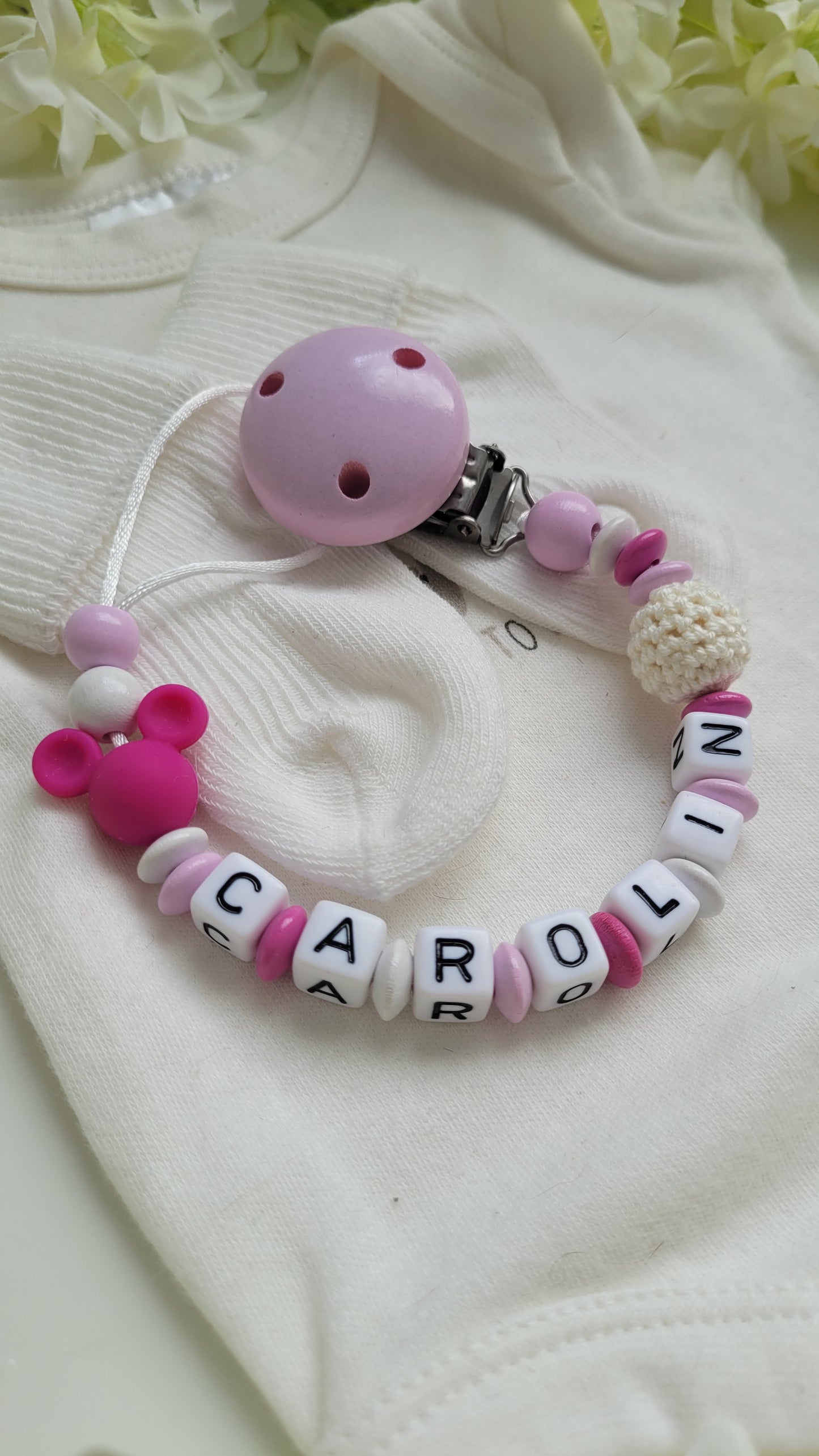 Schnullerkette mit Namen für Mädchen *Sweet Maus* pink