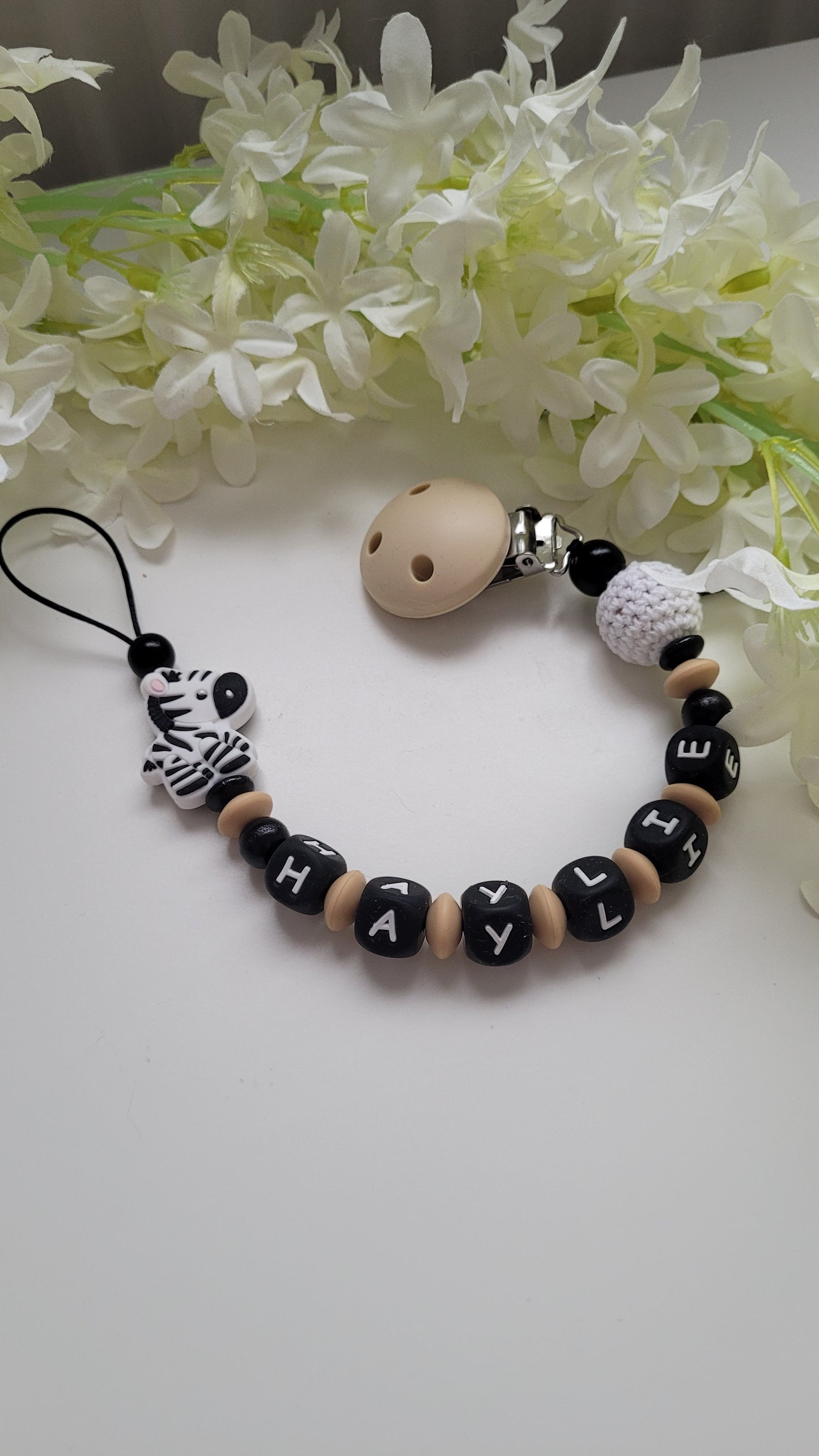 Schnullerkette für Mädchen Zebra