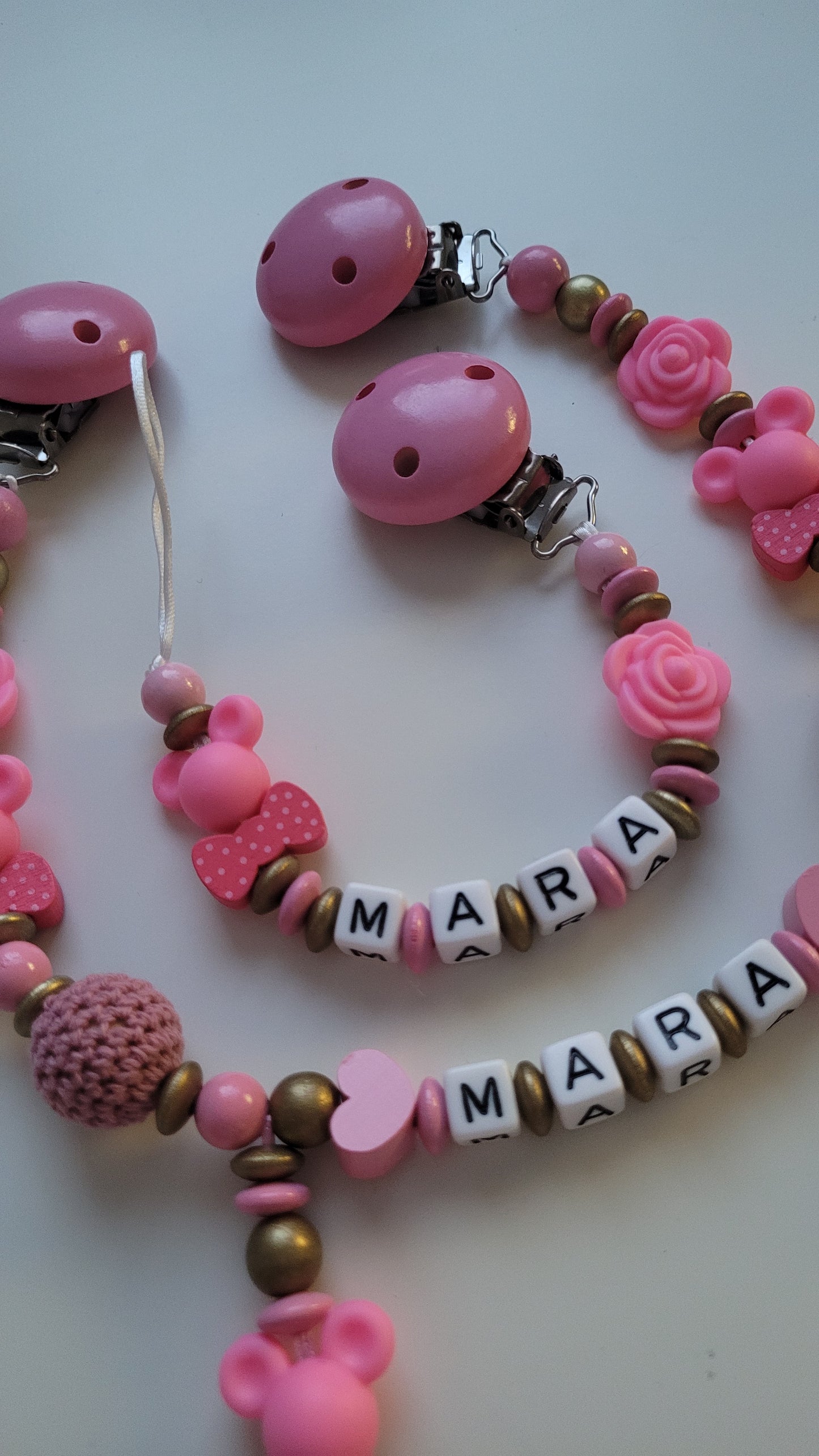 Kinderwagenkette & Schnullerkette *Maus pink*