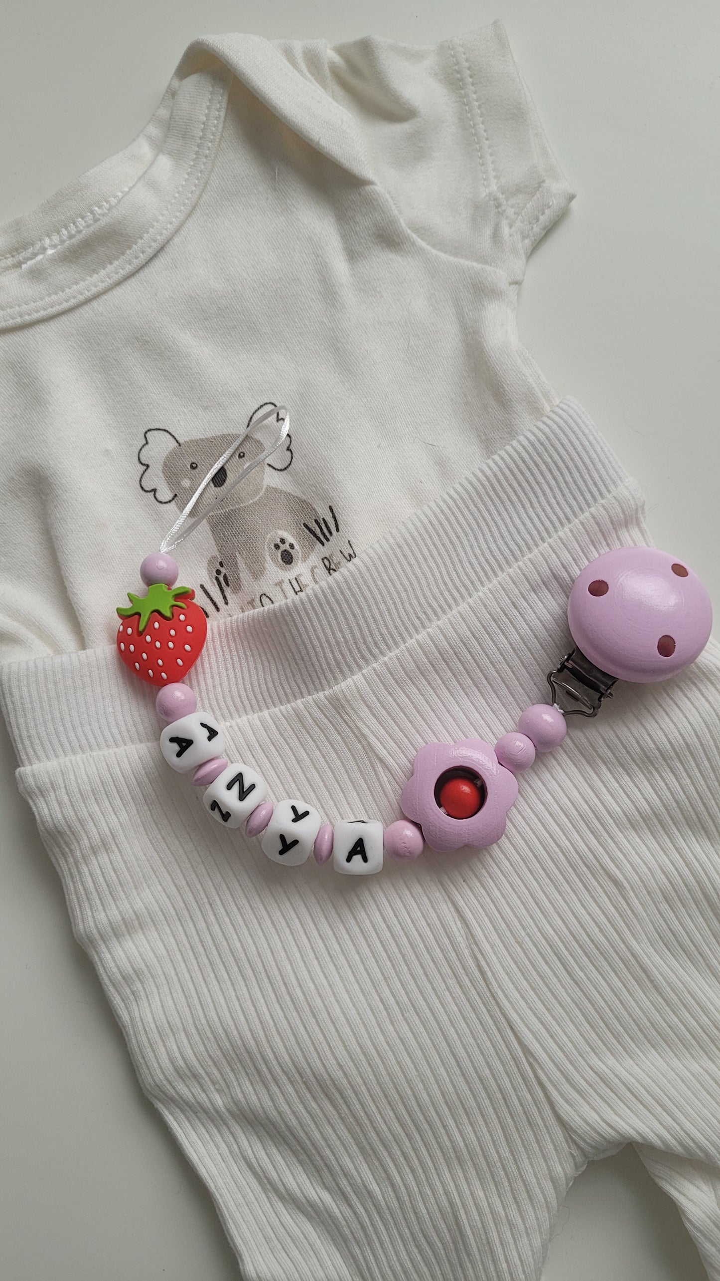 Schnullerkette für Mädchen Erdbeere 🍓 rosa