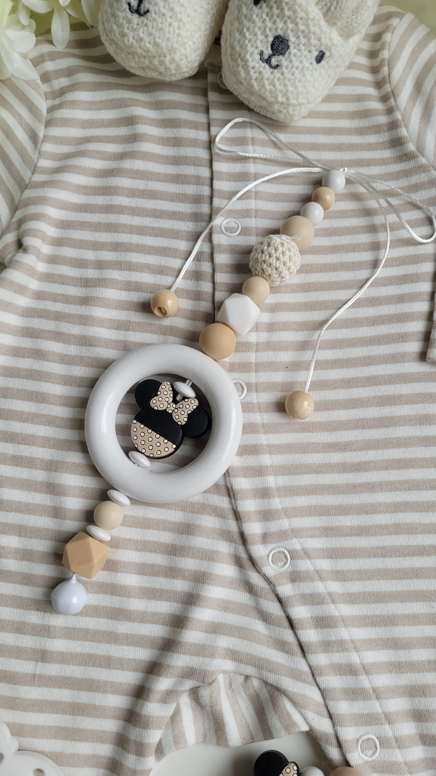 Spielanhänger für Maxicosi & Wiege Minnie Maus Latte beige