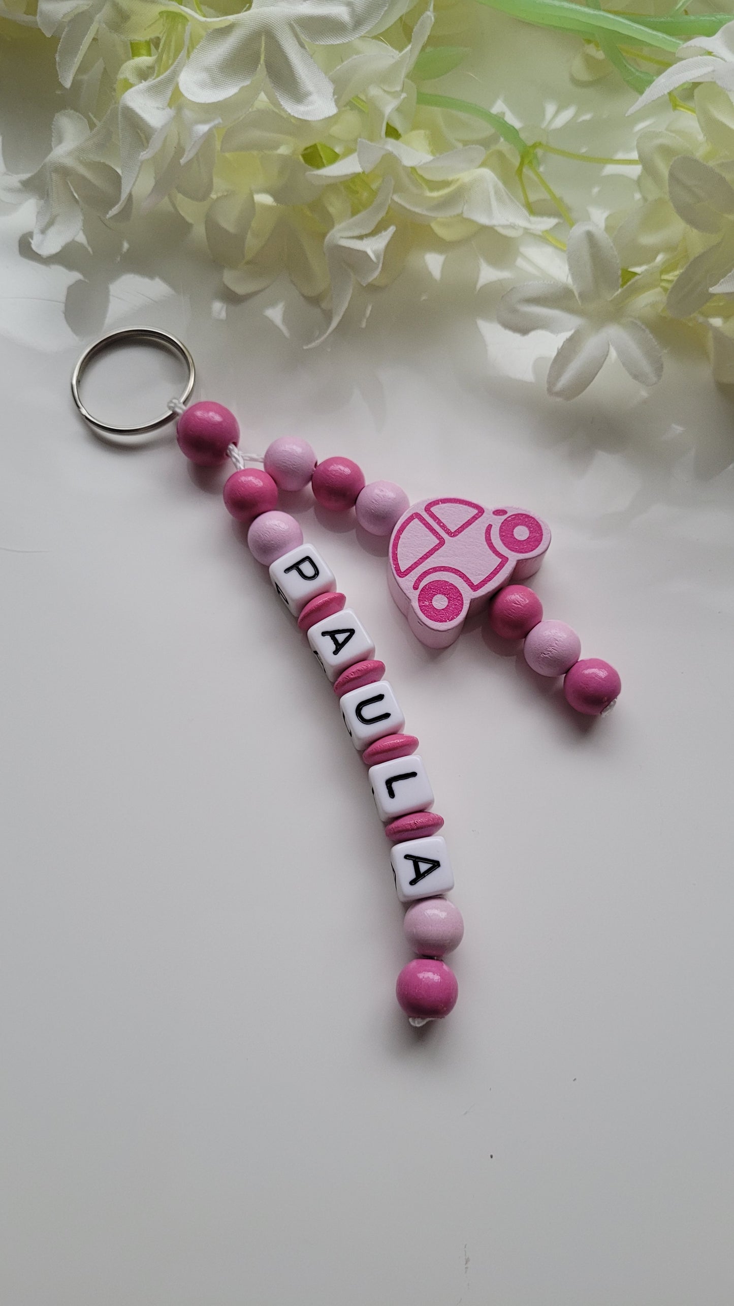 Schlüsselanhänger mit Namen Auto blau grün rosa Auswahl