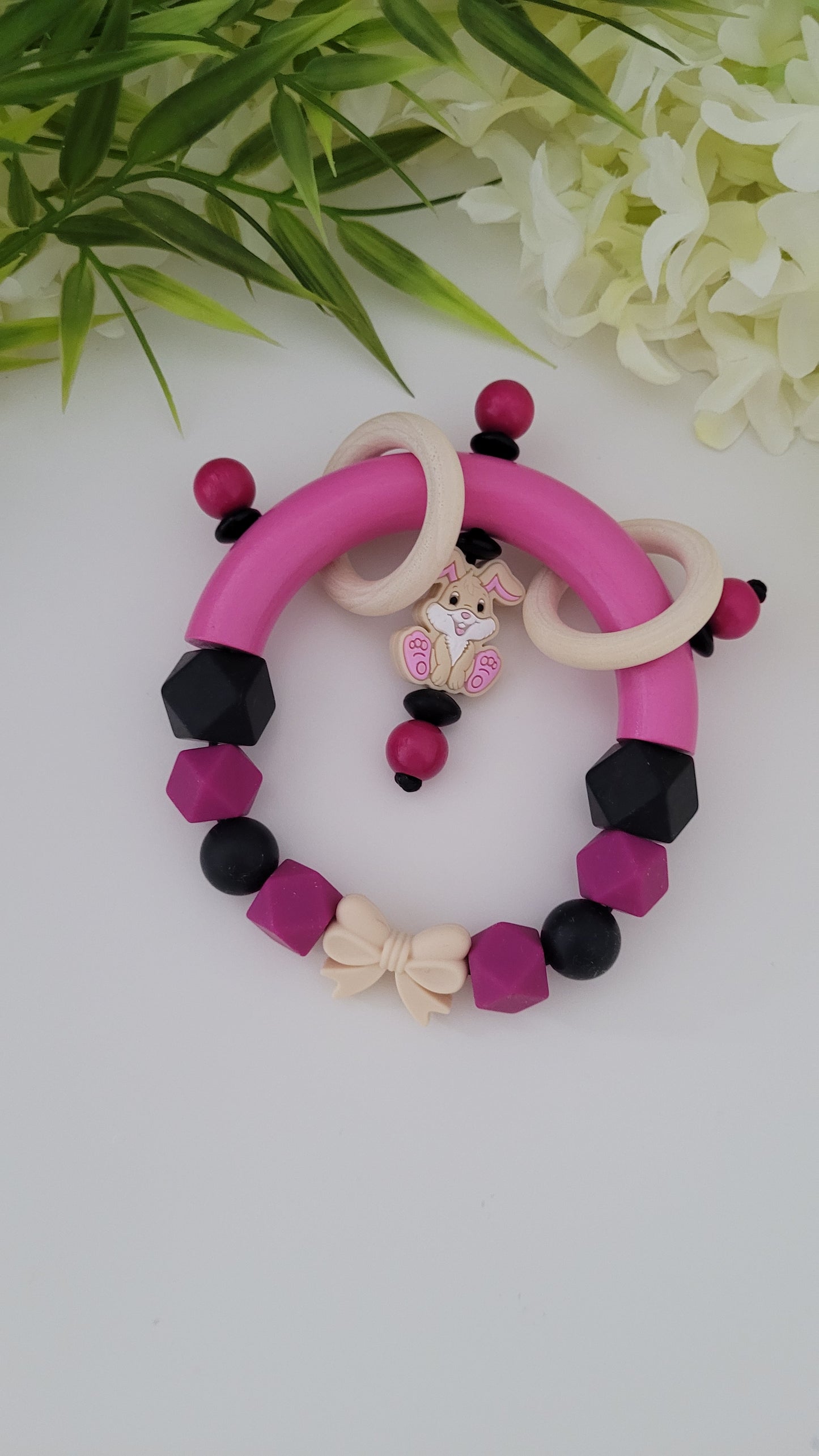 Motorik Greifring * Häschen* pink schwarz