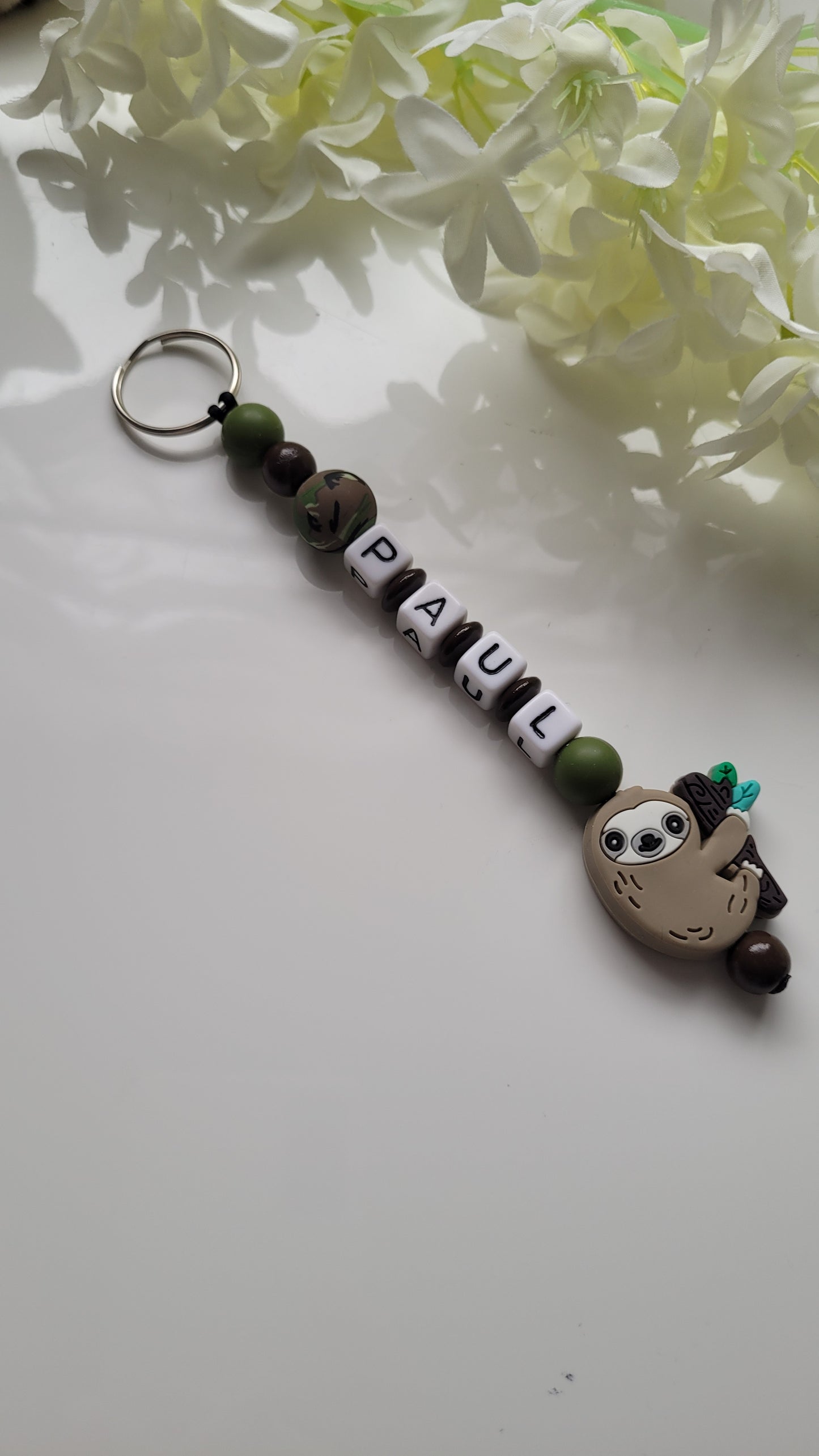 Schlüsselanhänger mit Namen grün camu Motivauswahl