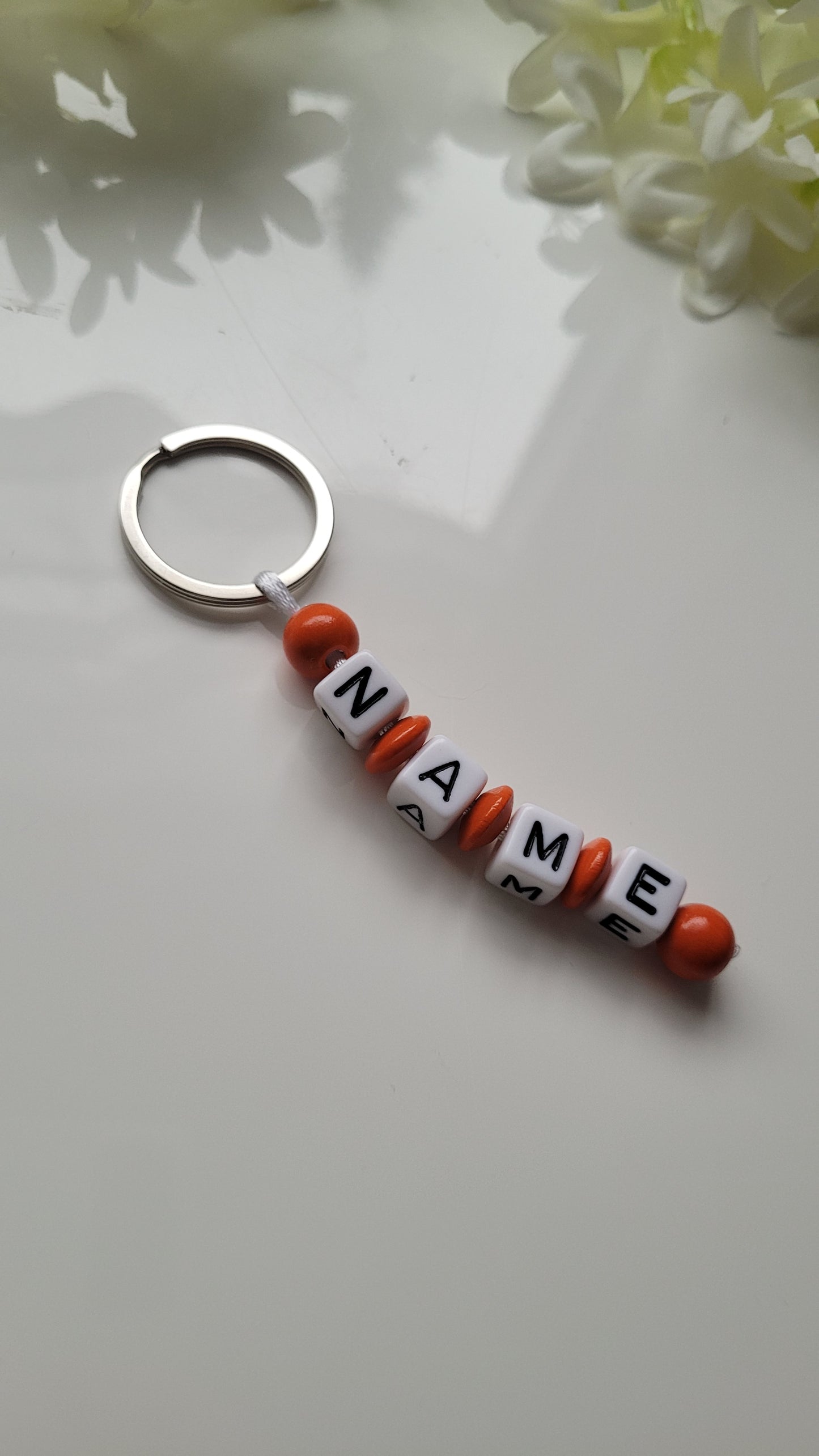 Schlüsselanhänger mit Namen orange