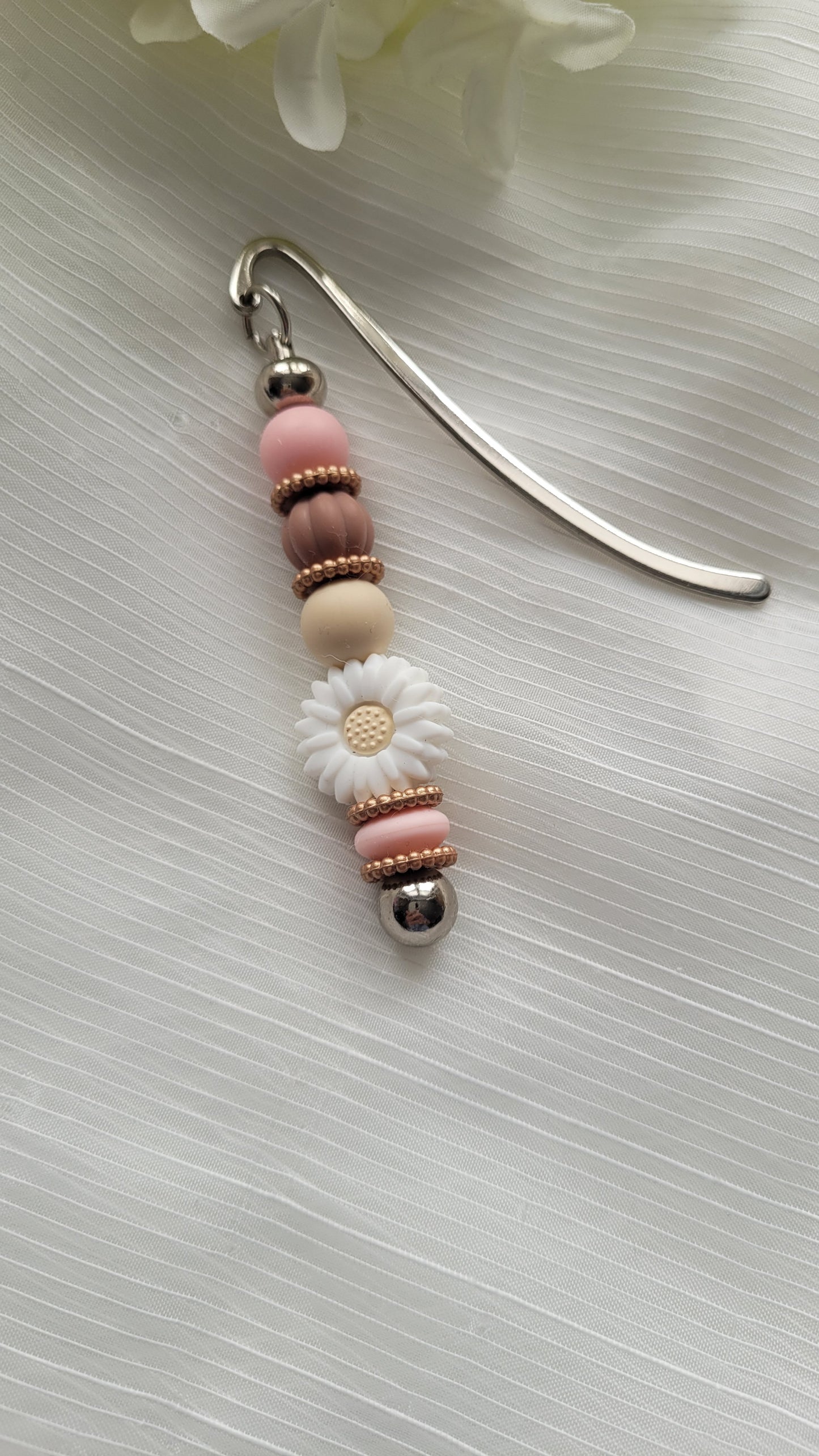 Lesezeichen Blümchen apricot rosegold