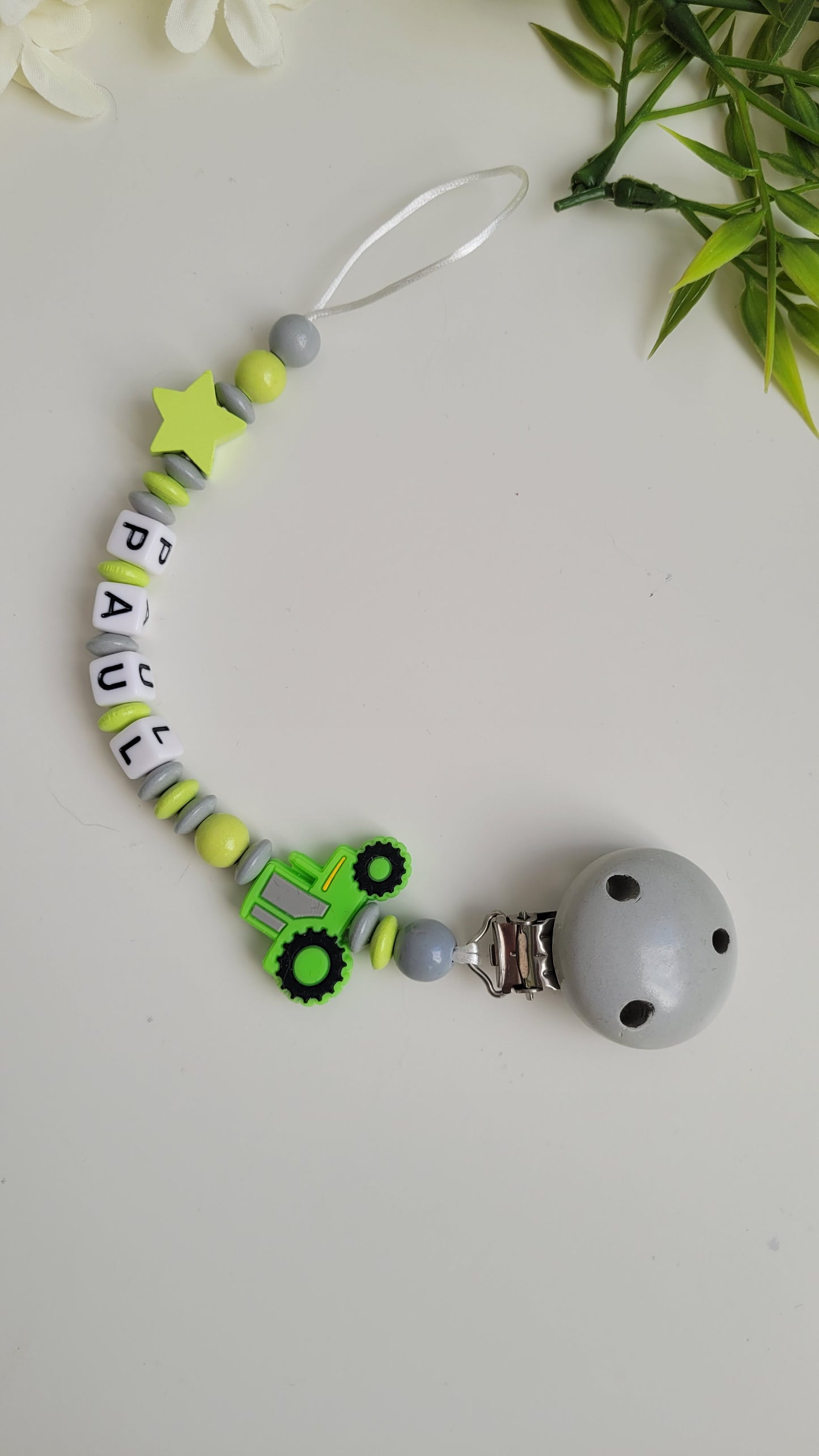 Schnullerkette *Traktor* grün