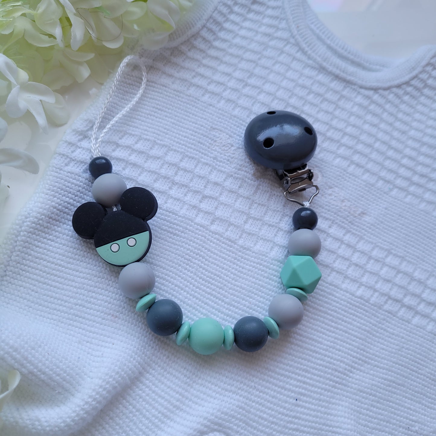 Schnullerkette Maus mint