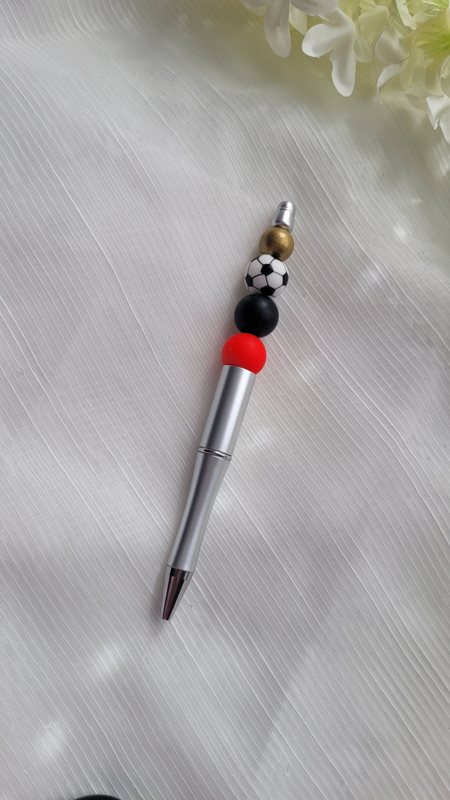 Kugelschreiber Fussball schwarz rot gold