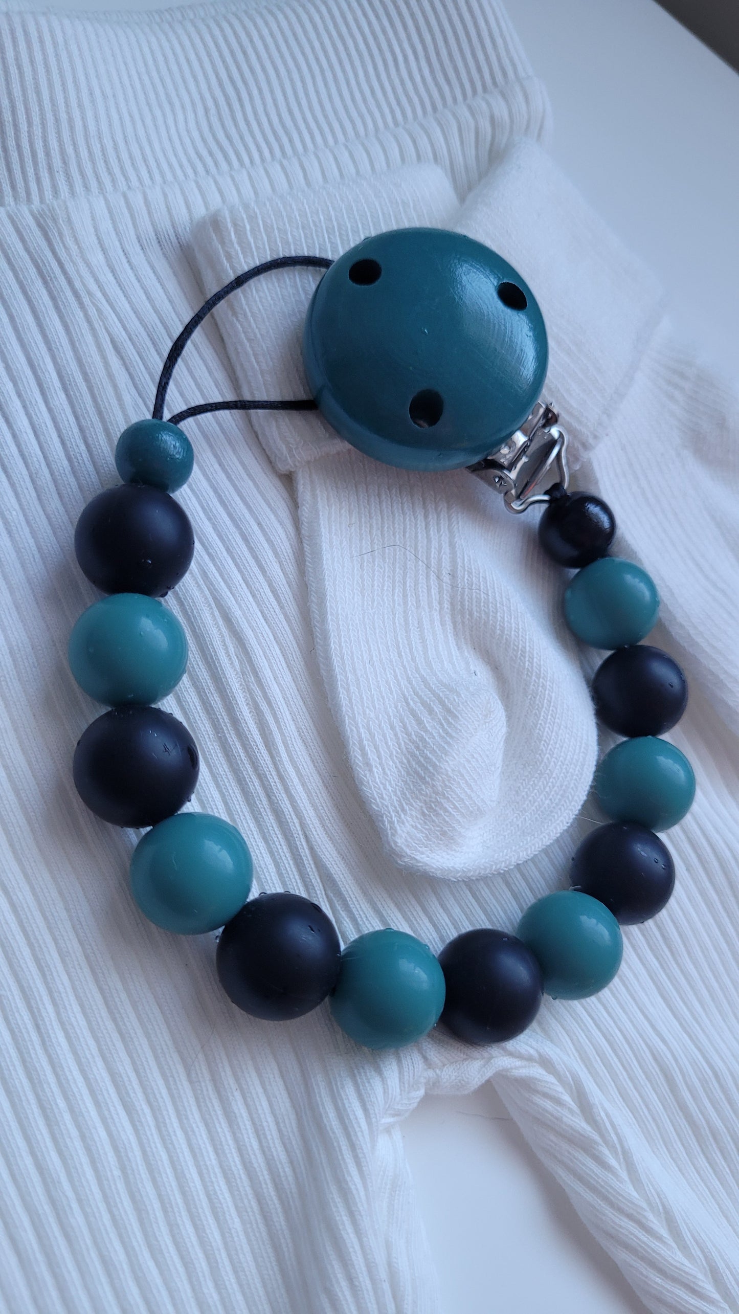 Schnullerkette Silikon schwarz petrol