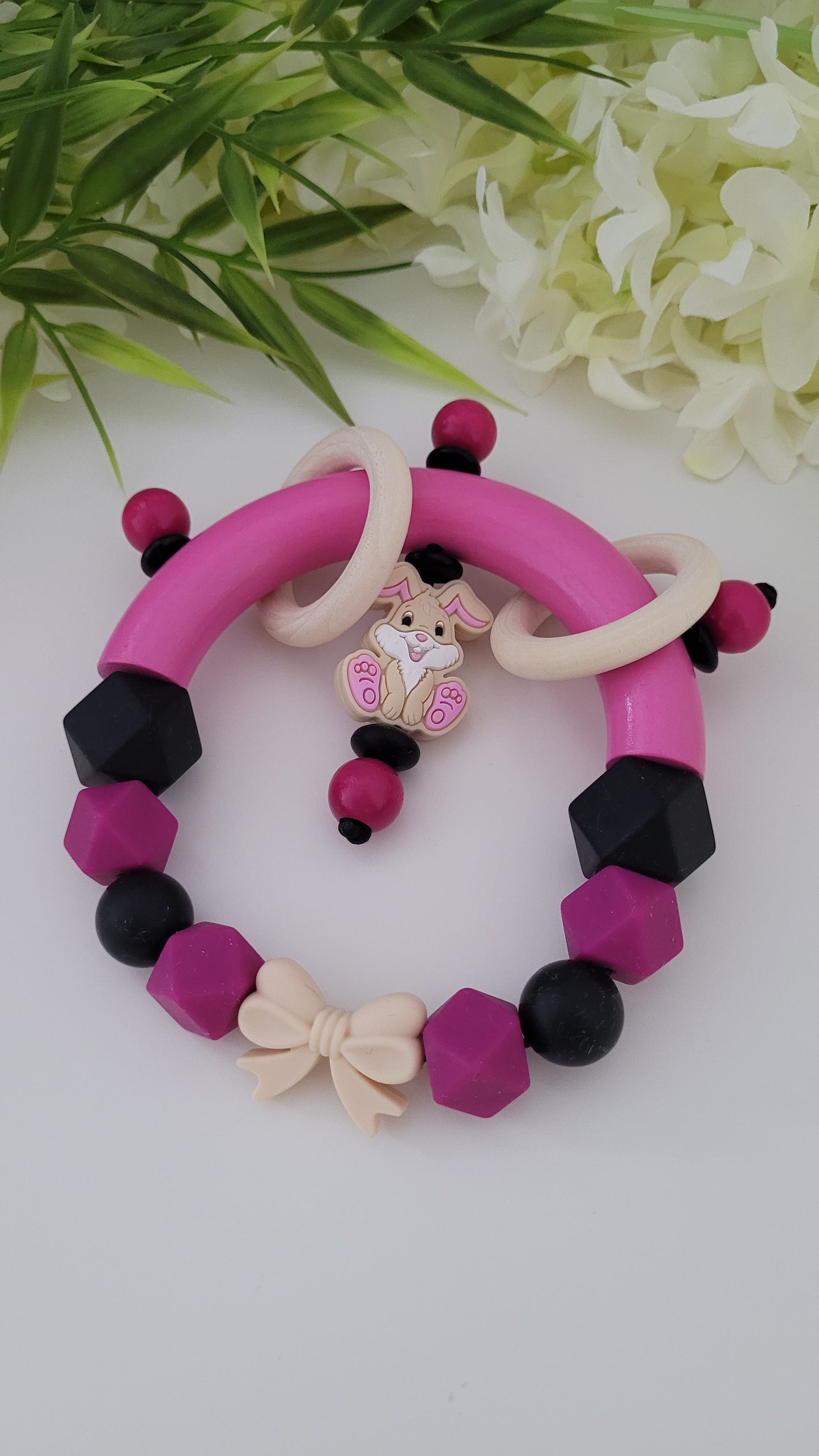 Motorik Greifring * Häschen* pink schwarz