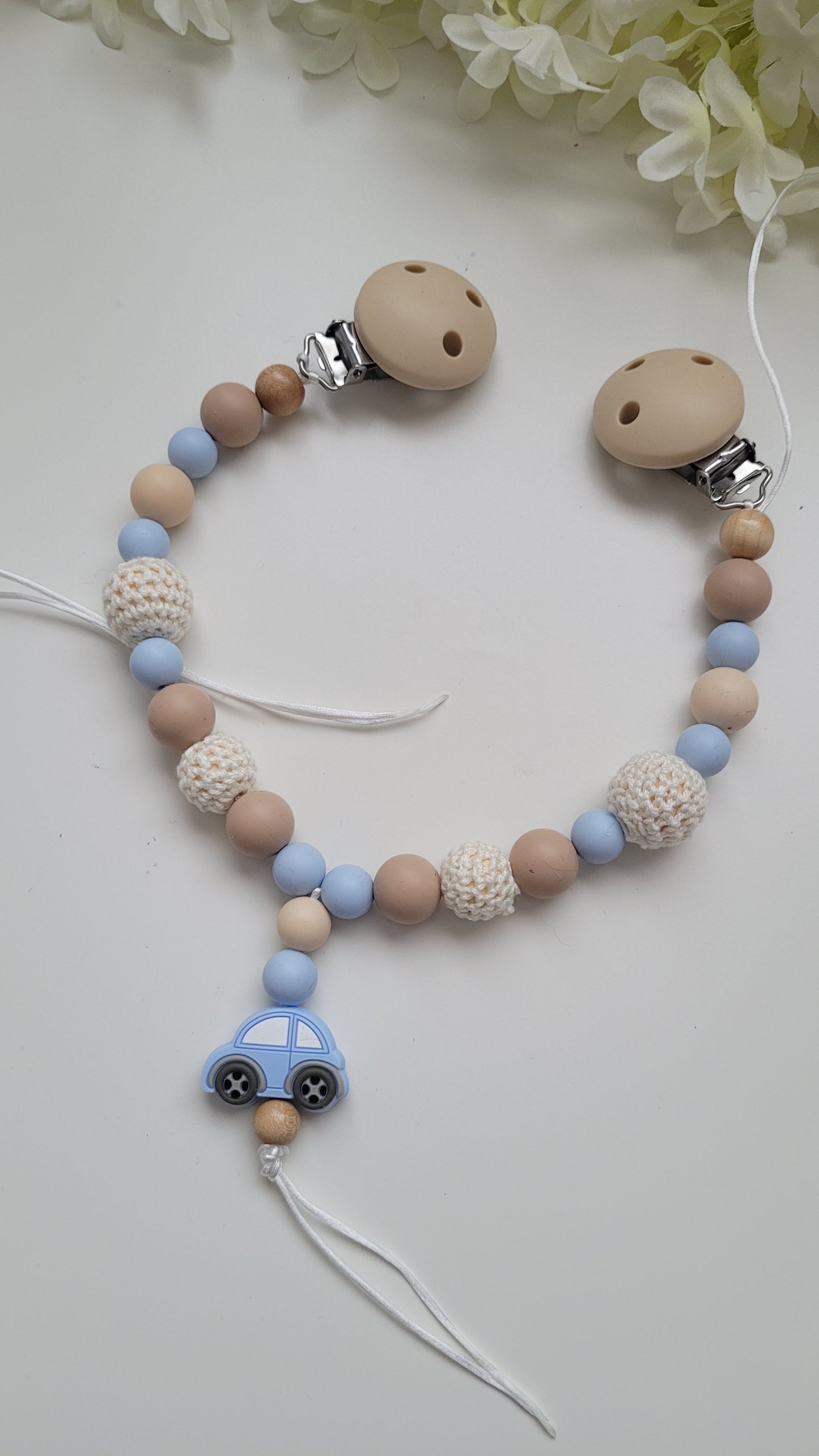 Wunschanfertigung Schnullerkette und Kinderwagenkette elio Peter