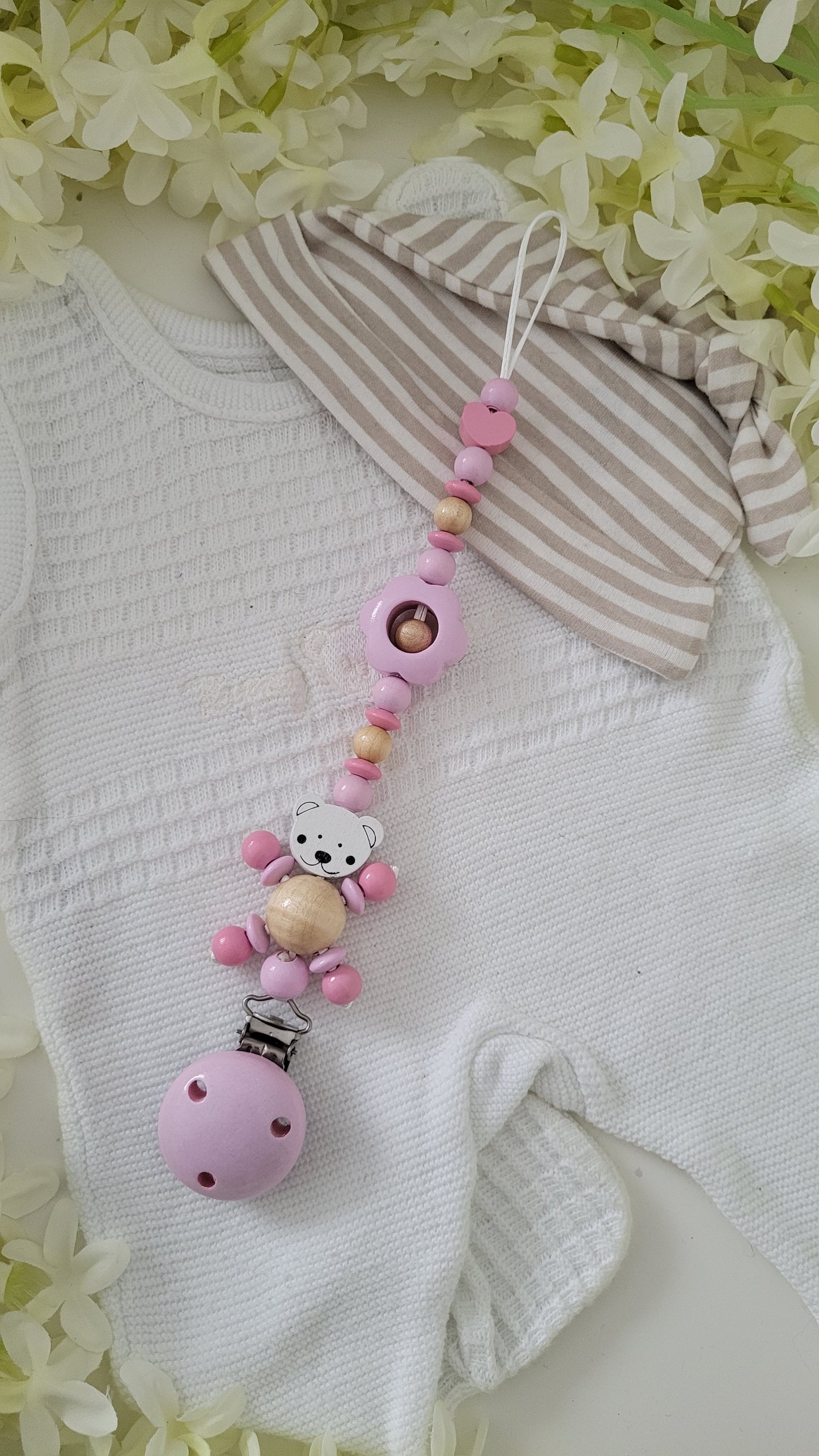 Schnullerkette *Teddy* holz rosa