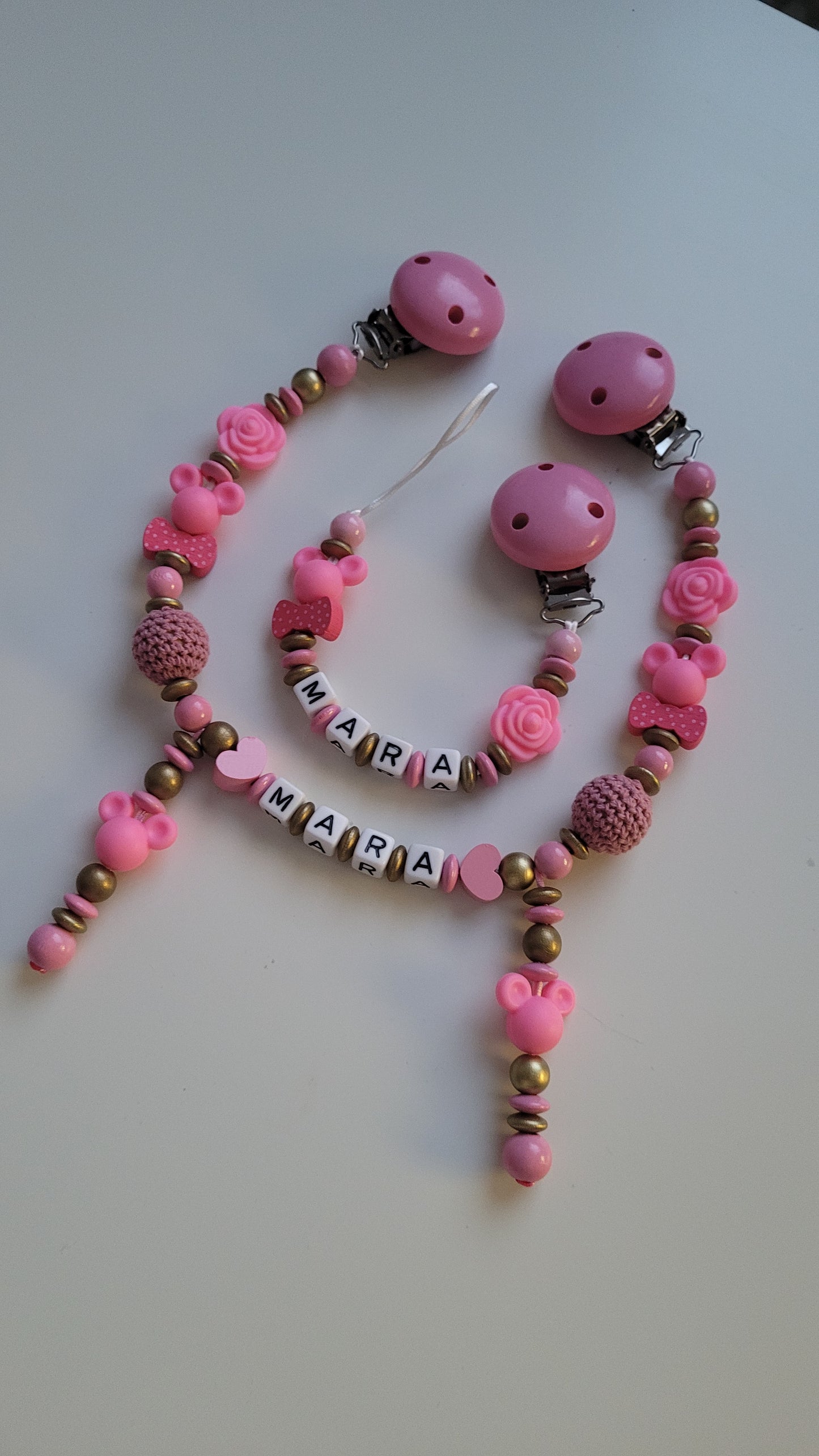 Kinderwagenkette & Schnullerkette *Maus pink*