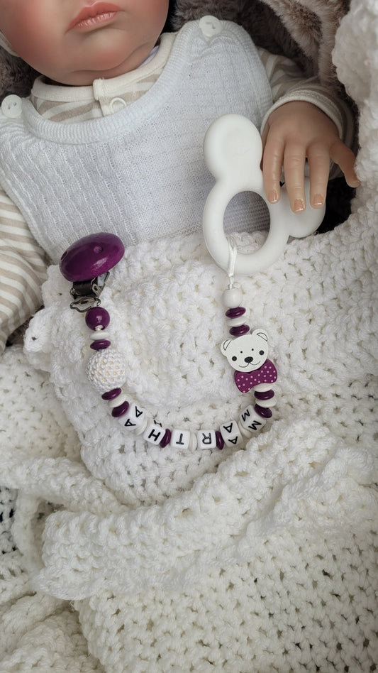 Schnullerkette mit namen für jungen und mädchen