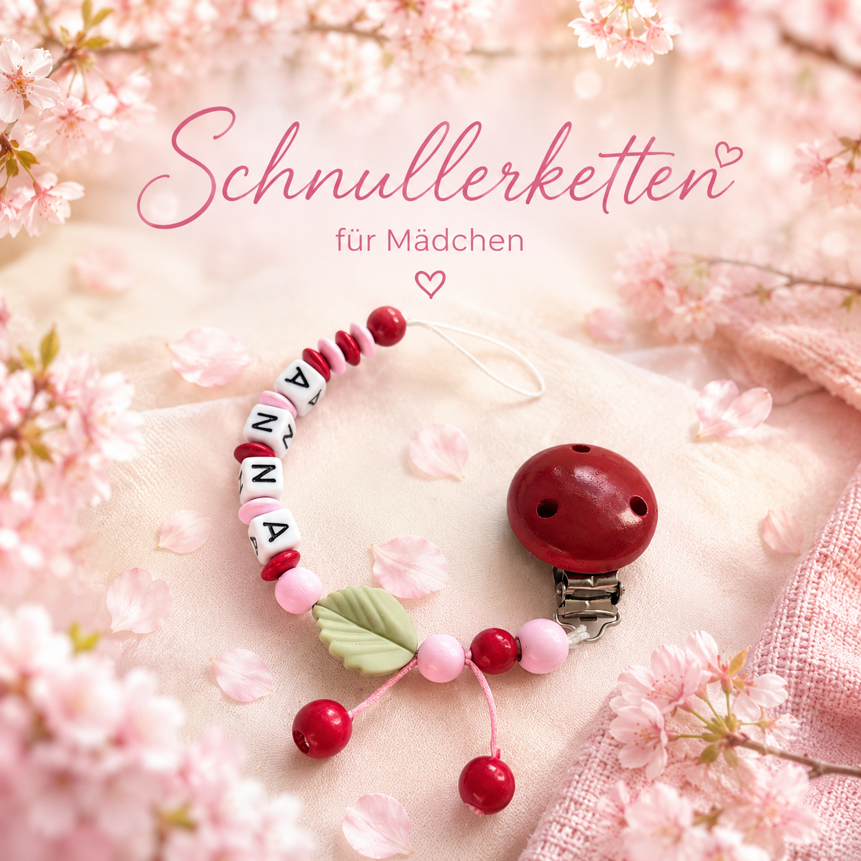 Schnullerketten mit Namen für Mädchen
