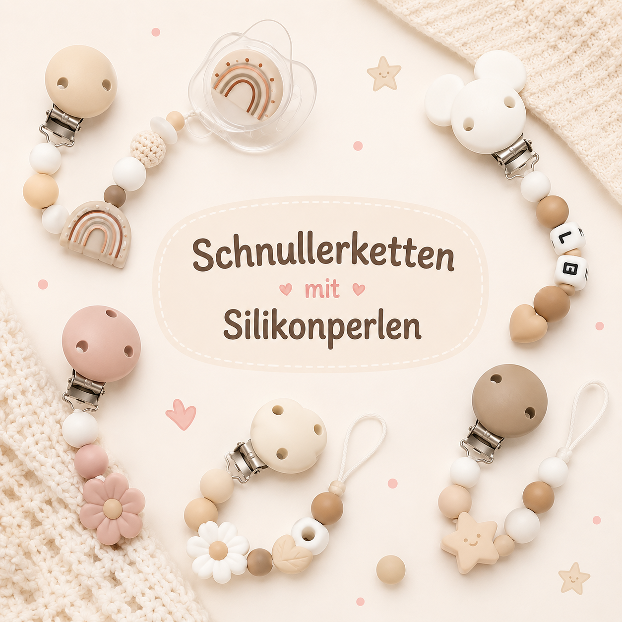Silikon Schnullerketten Namen für Mädchen & Jungen