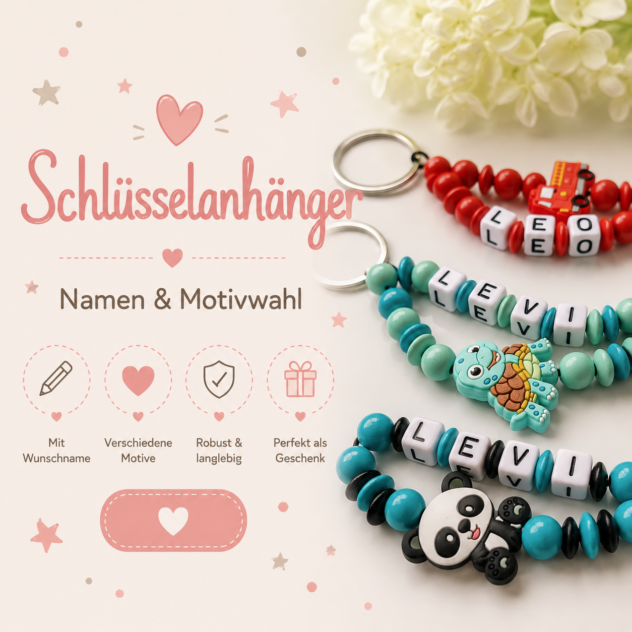 Schlüsselanhänger bunt & verspielt Motivauswahl