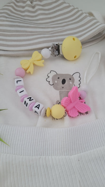 Schnullerkette Summer Butterfly gelb