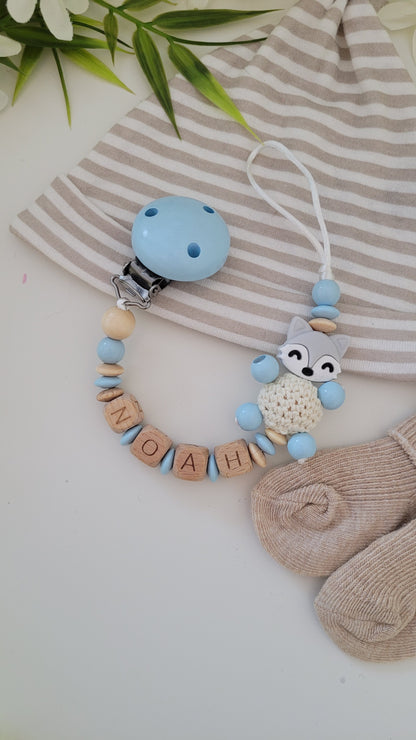 Schnullerkette *Sweet Foxy* hellblau