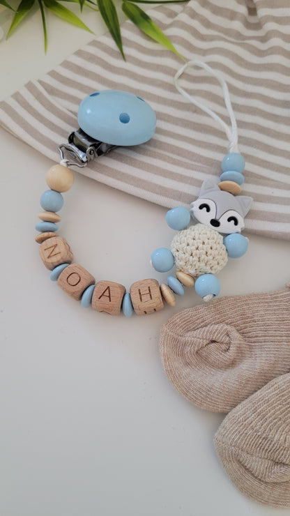 Schnullerkette *Sweet Foxy* hellblau
