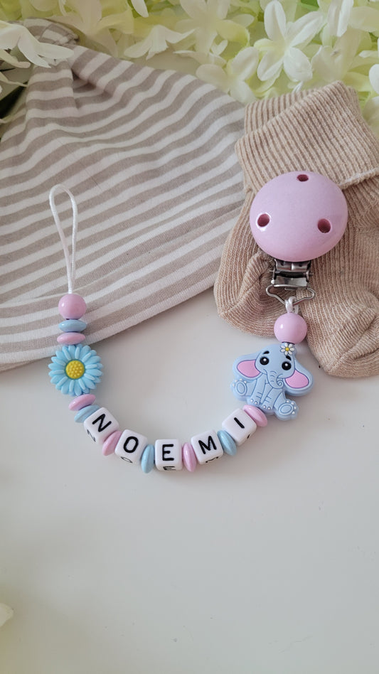Schnullerkette *Töröö* Rosa hellblau