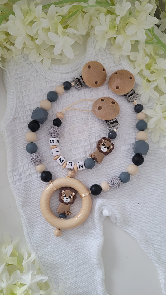 Kinderwagenkette & Schnullerkette * Sweety Lion Spielfreude *
