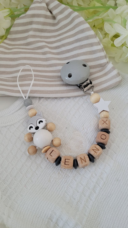 Kinderwagenkette & Schnullerkette * Grey Fuchs Spielfreude *