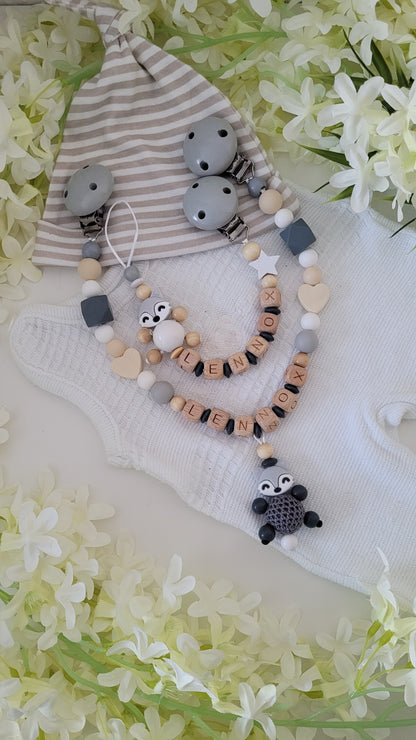 Kinderwagenkette & Schnullerkette * Grey Fuchs Spielfreude *