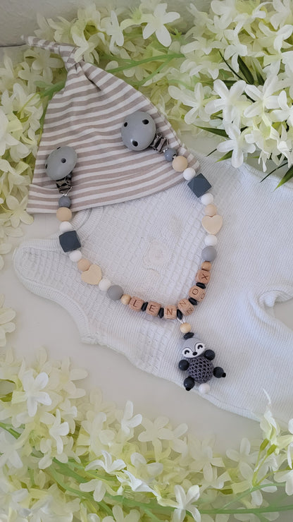Kinderwagenkette & Schnullerkette * Grey Fuchs Spielfreude *