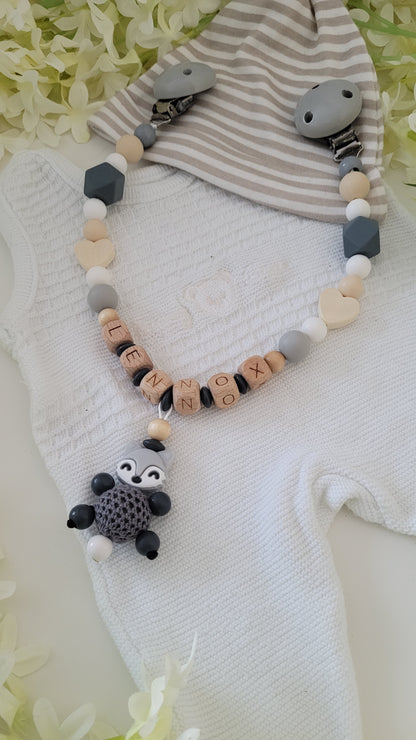 Kinderwagenkette & Schnullerkette * Grey Fuchs Spielfreude *