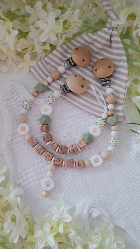 Kinderwagenkette & Schnullerkette Gänseblümchen