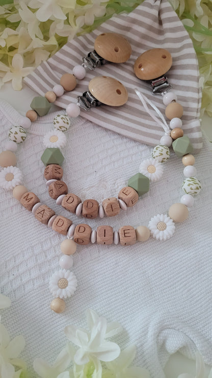 Kinderwagenkette & Schnullerkette Gänseblümchen
