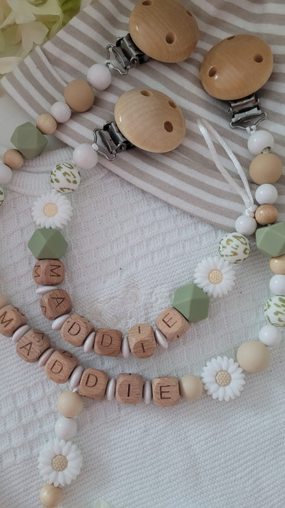 Kinderwagenkette & Schnullerkette Gänseblümchen