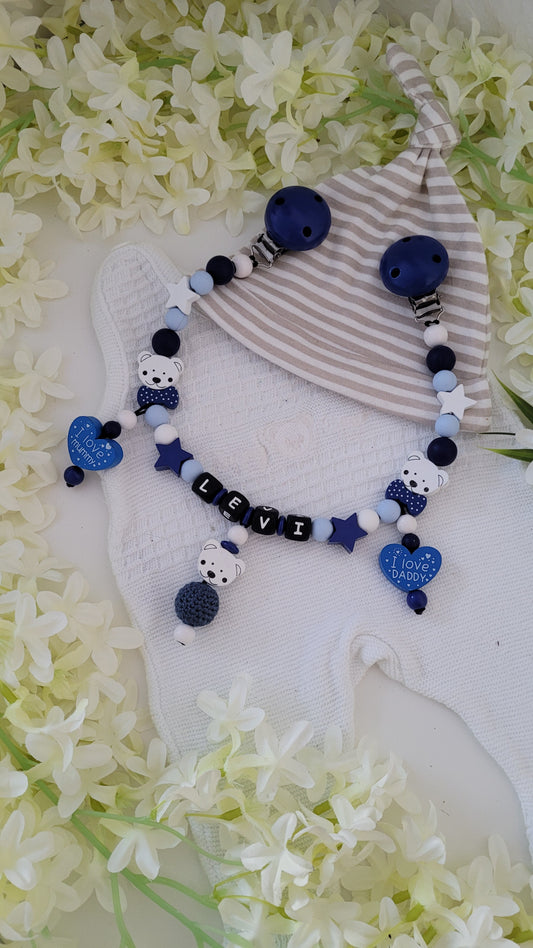 Kinderwagenkette  *SweetTeddy*blau weiss