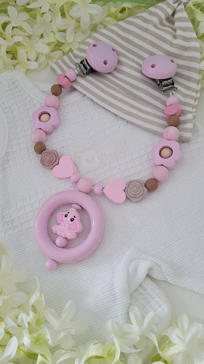 Kinderwagenkette & Schnullerkette * Fanti* rose