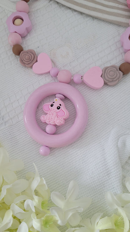 Kinderwagenkette & Schnullerkette * Fanti* rose