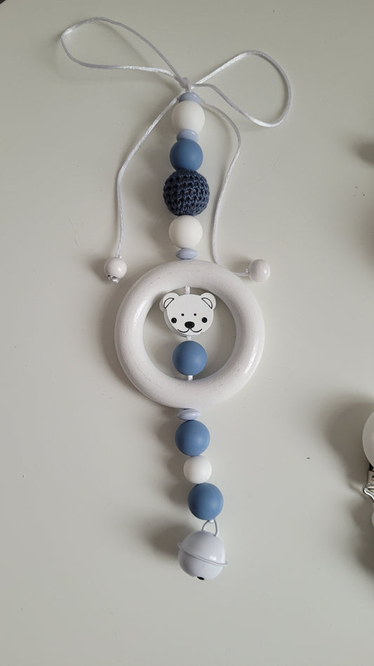 Babymobile blau weiss holz
